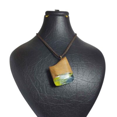 Handcrafted Wood & Resin Pendant Necklace - Rock Artisan Design