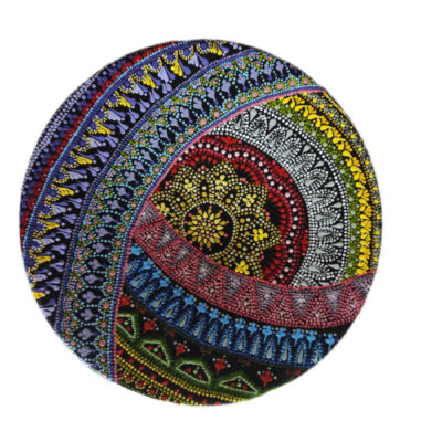 Hand-Painted Persian Pottery Decorative Display Plate, Aban Dot Painting Art