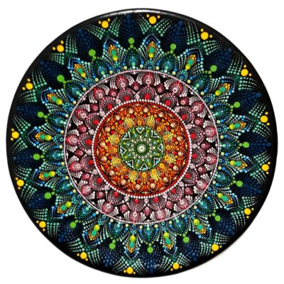 Hand-Painted Persian Pottery Decorative Display Plate, Baran Dot Painting Art