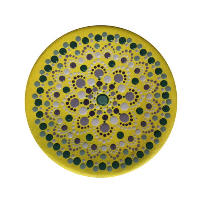 Hand-Painted Persian Pottery Decorative Display Plate, Cactus Dot Painting Art