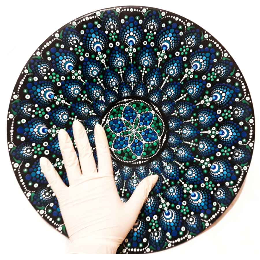 Decorative Pottery Wall Plate Hand-Painted Dot Art Devil Eyes