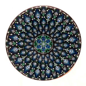 Decorative Pottery Wall Plate Hand-Painted Dot Art Devil Eyes