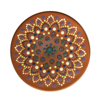 Hand-Painted Persian Pottery Decorative Display Plate, Donya Dot Painting Art