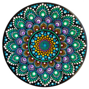 Decorative Pottery Wall Plate Hand-Painted Dot Art Geometric