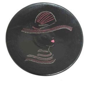 Decorative Pottery Wall Plate Hand-Painted Dot Art Lady