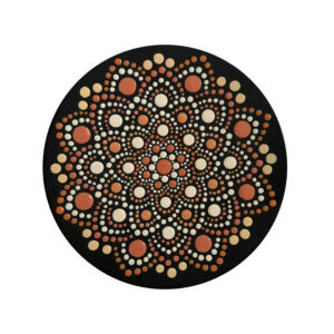 Decorative Pottery Wall Plate Hand-Painted Dot Art Orange
