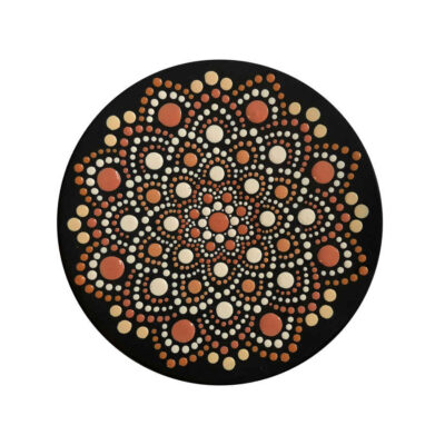 Hand-Painted Persian Pottery Decorative Display Plate, Orange Dot Painting Art