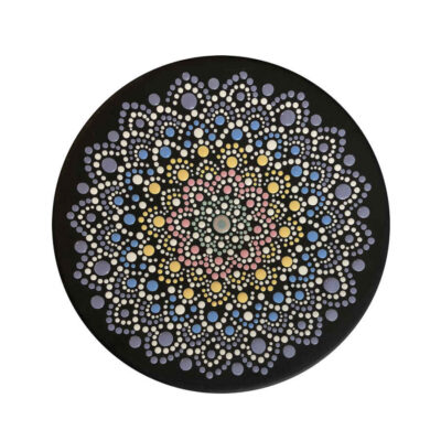 Hand-Painted Persian Pottery Decorative Display Plate, Raha Dot Painting Art