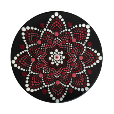 Hand-Painted Persian Pottery Decorative Display Plate, Sorkh Dot Painting Art