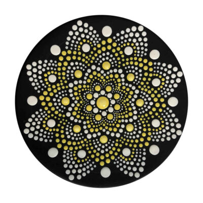 Hand-Painted Persian Pottery Decorative Display Plate, Star Dot Painting Art