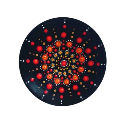 Hand-Painted Persian Pottery Decorative Display Plate, Sun Dot Painting Art