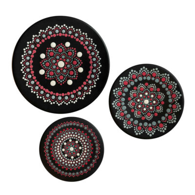Hand-Painted Persian Pottery Decorative Display Plate, Maryam Dot Painting Art