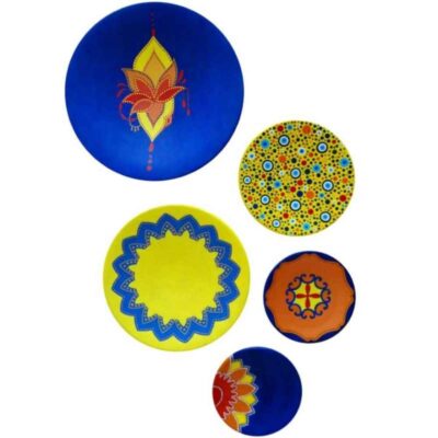 Hand-Painted Persian Pottery Decorative Display Plate, Zina Dot Painting Art