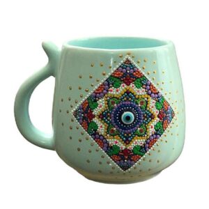 Artistic Handcrafted Ceramic Mug – Dot Art Pattern, Panah Model