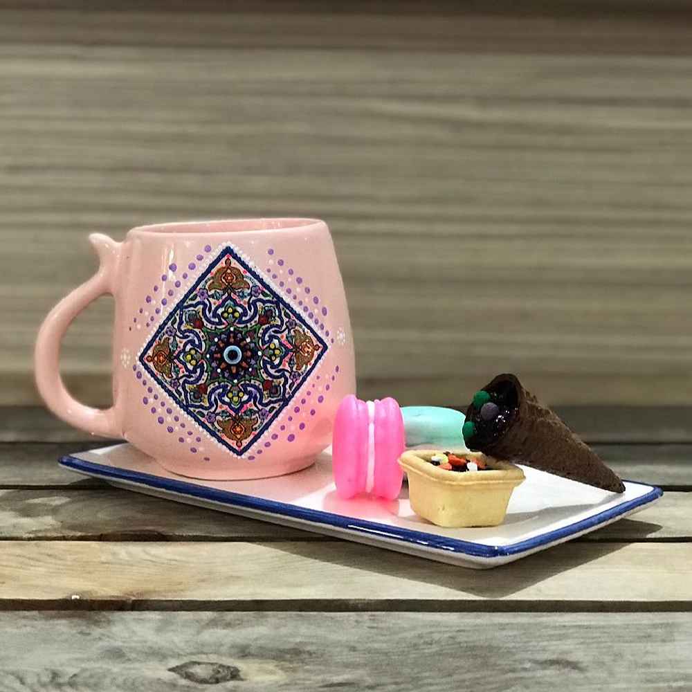 Artistic Handcrafted Ceramic Mug – Dot Art Pattern, Taha Model