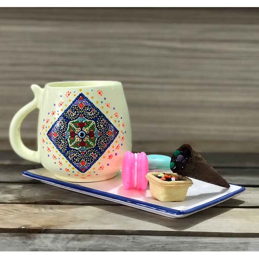 Artistic Handcrafted Ceramic Mug – Dot Art Pattern, Taraneh Model