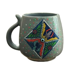 Artistic Handcrafted Ceramic Mug – Dot Art Pattern, Tiara Model