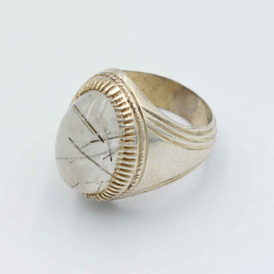 Dur-e Najaf Silver Gemstone Ring for Men – Ahad Model, Traditional Persian Design