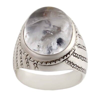 Dur-e Najaf Silver Gemstone Ring for Men – Ahmad Model, Traditional Persian Design
