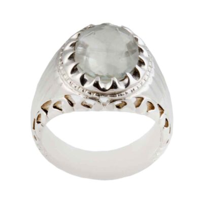 Dur-e Najaf Silver Gemstone Ring for Men – Atieh Model, Traditional Persian Design