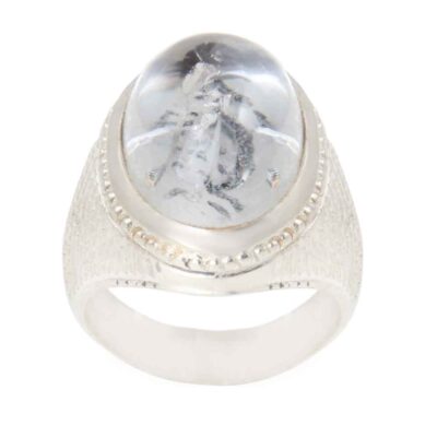Dur-e Najaf Silver Gemstone Ring for Men – Iman Model, Traditional Persian Design