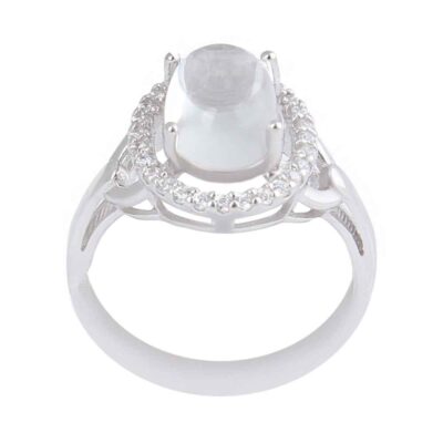 Dur-e Najaf Silver Gemstone Engagement Ring for Women – Bliss Lina Model, Traditional Persian Design