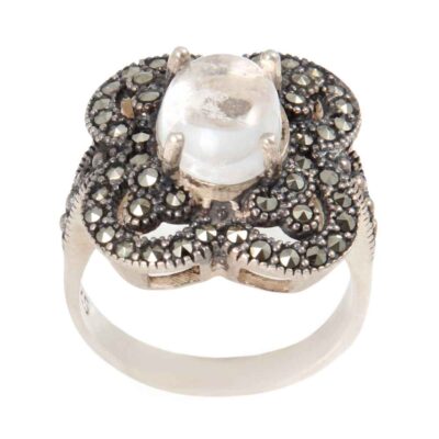 Dur-e Najaf Silver Gemstone Cocktail Ring for Women – Yeganeh Model