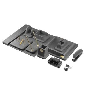 Gray Leather Office Desk Set – 14-Piece Collection