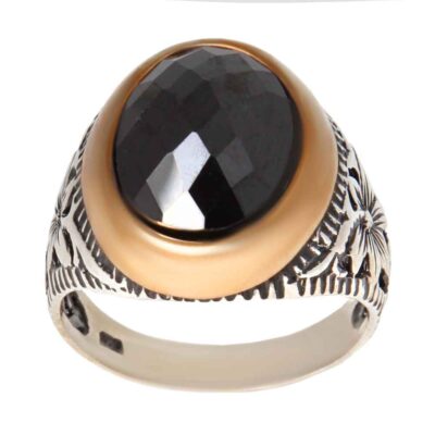 Hematite Silver Gemstone Ring for Men – Farhad Model, Traditional Persian Design