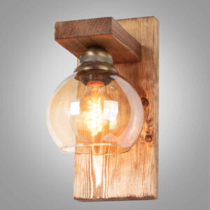 Modern Wooden Wall Sconce – G18 Geometric Brown Wood