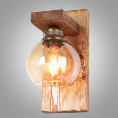 Modern Wooden Wall Sconce - G18 Geometric Brown Wood