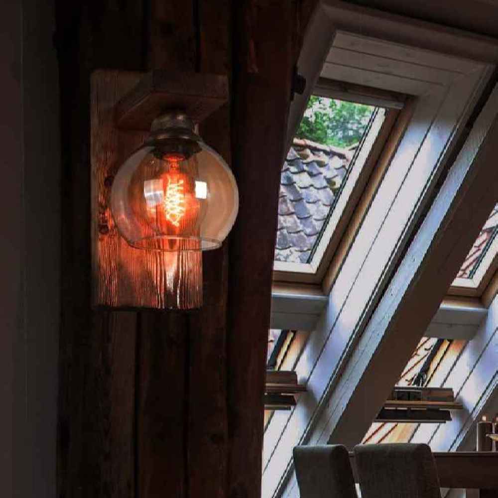 Modern Wooden Wall Sconce – G18 Geometric Brown Wood