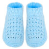 Hand-Knitted Crochet Slippers - Sky Blue Acrylic Fiber