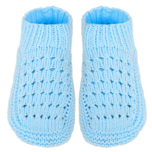 Hand-Knitted Crochet Slippers – Sky Blue Acrylic Fiber