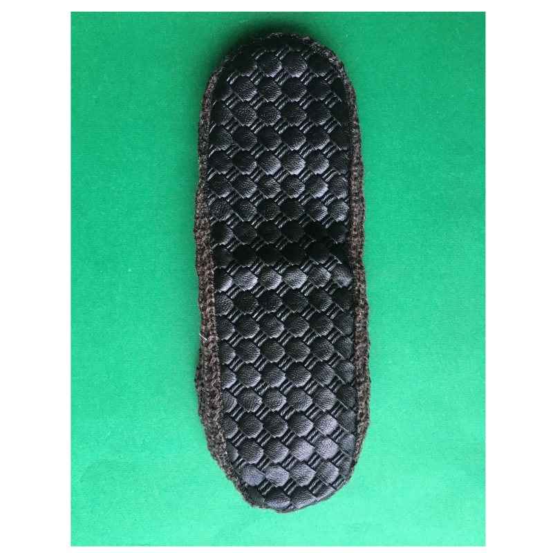 Traditional Hand-Knitted Crochet Slippers – Gray Acrylic