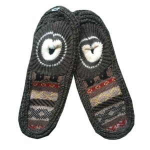 Traditional Hand-Knitted Crochet Slippers – Gray Acrylic