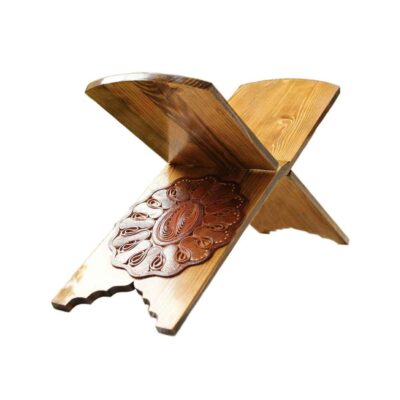 Foldable Wooden Quran Stand Rehal with Wood Inlay – X-Shaped Book Stand