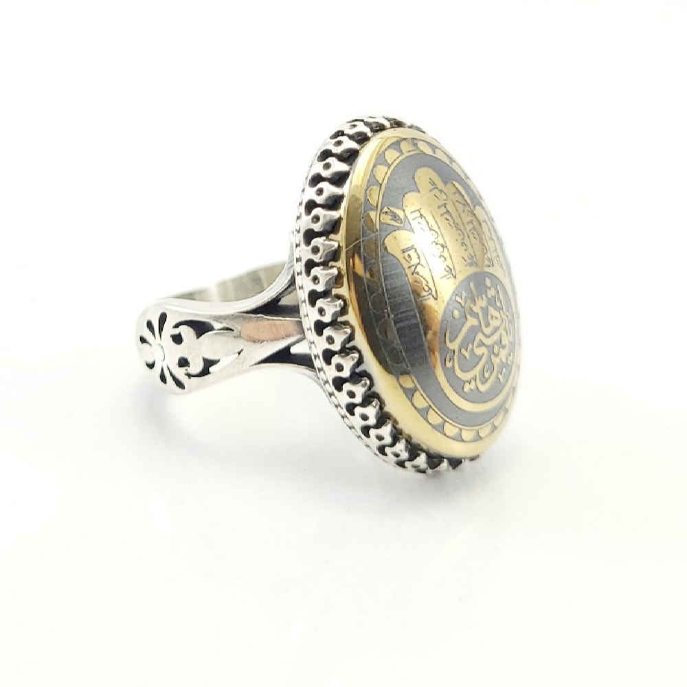 Islamic Hematite Silver Ring Hadid Gemstone for Men Alabbas