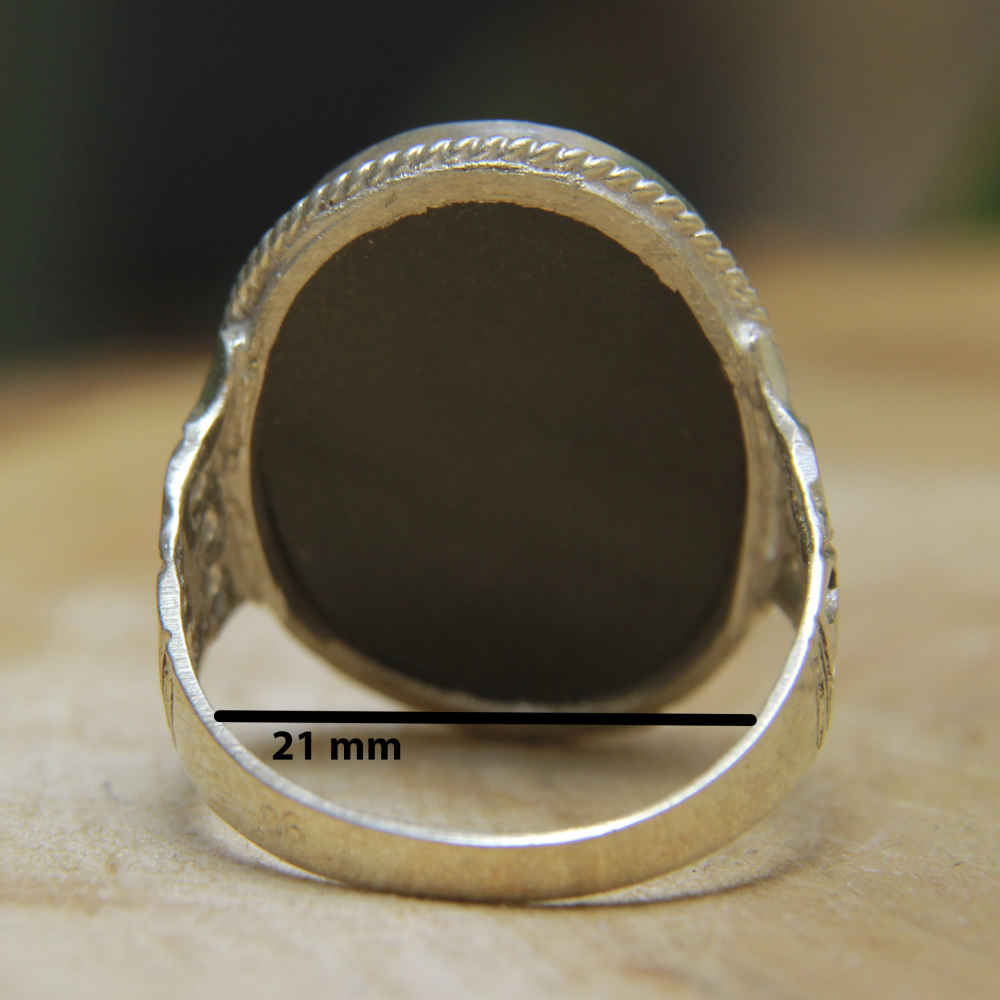 Islamic Hematite Silver Ring Hadid Gemstone for Men Asil