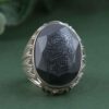 Islamic Hematite Silver Ring Hadid Gemstone for Men Ziba