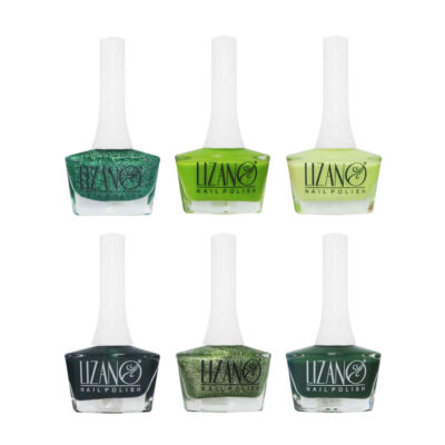 Halal Nail Polish Glitter & Glossy Finish and Breathable Forest Colors (6x)