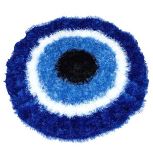Handwoven Boho Macrame Floor Rug – Evil Eyes Pattern