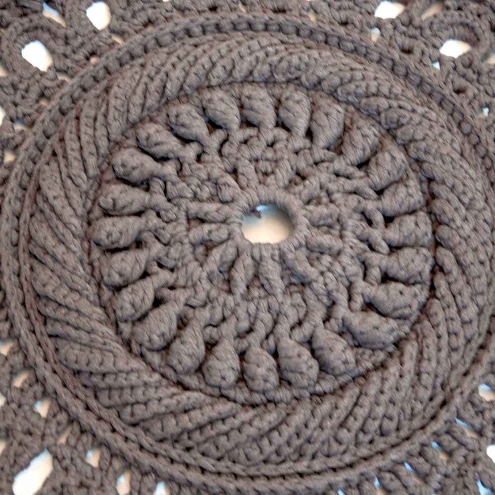 Handwoven Boho Macrame Floor Rug – Sun Flower Design