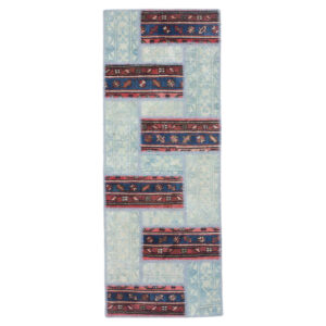 Vintage Persian Hand-Knotted Patchwork Carpet Dap