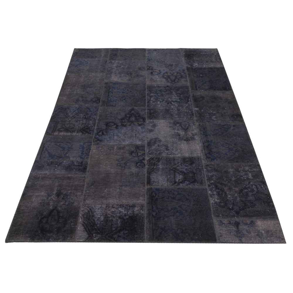 Vintage Persian Hand-Knotted Patchwork Carpet Dark