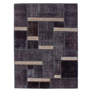 Vintage Persian Hand-Knotted Patchwork Carpet Deep