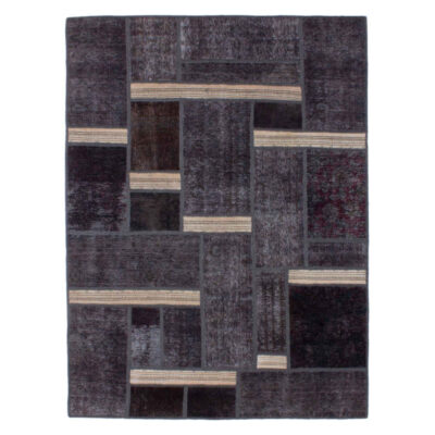 Vintage Persian Hand-Knotted Patchwork Carpet Deep