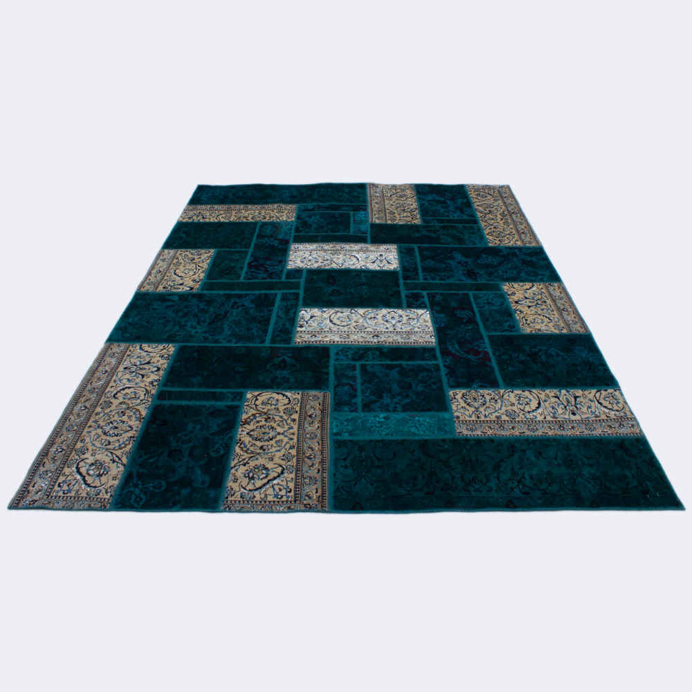 Vintage Persian Hand-Knotted Patchwork Carpet Naein