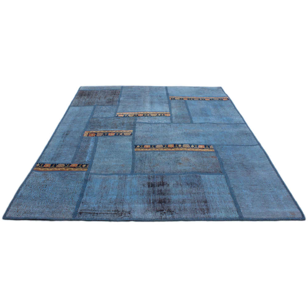 Persian Hand-Knotted Patchwork Carpet Ocean