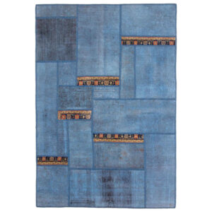 Persian Hand-Knotted Patchwork Carpet Ocean